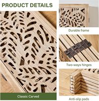 Paravent décoratif en bois sculpté - Panneau de séparation pliable, naturel