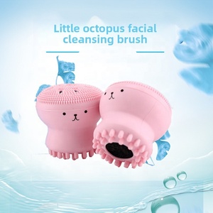 Wayhive Kit en silicone résistant à la chaleur, brosse nettoyante visage en forme de méduse mignonne, massage nettoyant en profondeur, poils doux, OEM/ODM - Product Image 3