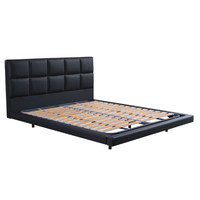 Lit suspendu en cuir véritable à bordures affinées, design minimaliste italien, tête de lit à profil fin, cuir de vachette pleine fleur, modèle 966 Chine