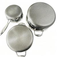Ensemble de 6 casseroles en acier inoxydable avec revêtement céramique antiadhésif, fond en nid d'abeille, avec couvercle en verre