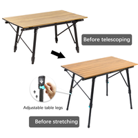 Feistel table de pique-nique en plein air pied réglable portable en bois et en aluminium table pliante de camping