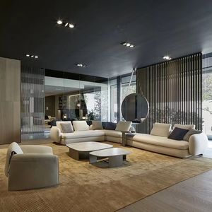 Sofá <span class=keywords><strong>para</strong></span> el hogar formas sensuales suave elegante acogedor Boucle sofá curvo esquina diseñador minimalista modular sofá Seccional de lujo - Product Image 2