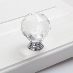 Clear Crystal <b>Glass</b> <b>Door</b> <b>Knobs</b> with Screw Aluminum Alloy Furniture Handle for Kitchen Bedroom Dresser or Villa Use - Product Image 6