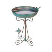 Bain d'oiseau en métal de cour de patio de jardin extérieur de bronze antique de haute qualité avec le conducteur