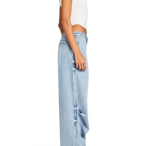 Jeans Casuales de Verano 2025, Estilo Nuevo, Holgados, 100% Algodón, Lavado Ácido Vintage, Pierna Ancha, Cintura Baja, para Mujer - Product Image 3