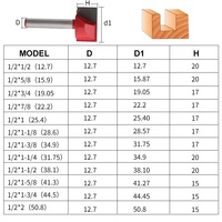 Mata Bor CNC 12.7mm atau 1/2 Shank untuk Pembersihan Permukaan, Penggilingan Kayu, Ukiran, Pisau Router, Alat Pertukangan Kayu 10-32mm