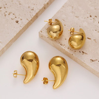 Boucles d'oreilles créoles épaisses étanches pour femmes boucles d'oreilles Dupes goutte d'eau légère hypoallergénique boucles d'oreilles en or bijoux de mode