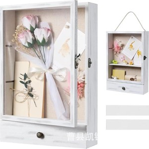 Estante de madera para exhibir joyas, montado en la pared, con cajón, para decoración del hogar, organizador de almacenamiento. - Product Image 2