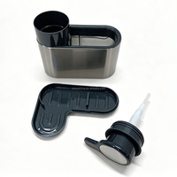 Organisateur d'évier 3-en-1 en acier inoxydable 430 avec distributeur de savon à pression - Support de rangement drainant pour éponge, chiffon et brosse