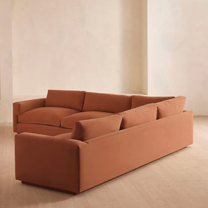 Canapé d'angle modulaire minimaliste nordique, taille personnalisable, cadre en bois massif, canapé en velours pour salon, adapté aux villas et aux hôtels - Product Image 5