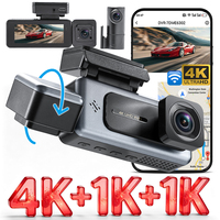 Caméra embarquée 3 canaux 4K avec vision nocturne, enregistreur vidéo avant et arrière pour voiture, moniteur de stationnement, enregistreur de tableau de bord 4K