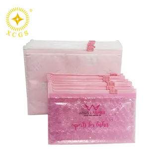 Pink PVC Bubble Zipper Mailer Reusable Cosmetic Storage Collection Bag Slider Zip Padded Pouch