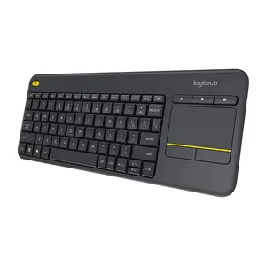 Logitech K400 Plus Keyboard portabel, papan ketik nirkabel abu-abu dengan kabel Dual Mode Bt dan usb dapat diisi ulang