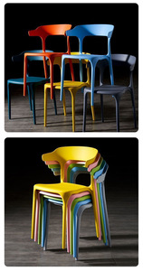 Chaise <span class=keywords><strong>de</strong></span> salle à manger empilable en plastique PP coloré au design moderne pour la cuisine, la maison, le bureau, le café, l'extérieur - Product Image 6