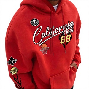 เสื้อฮู้ดดี้โอเวอร์ไซส์ California Glory 68 ลายพิมพ์สำหรับผู้ชาย สีแดง สไตล์สตรีทแวร์ ผ้าฝ้ายเฟรนช์เทอร์รี่ - Product Image 3