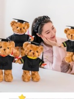 Ours en peluche personnalisé pour la remise des diplômes, avec logo, ours docteur, emblème scolaire, jouet en peluche, cadeau, peluche courte 31cm-50cm sans rembourrage