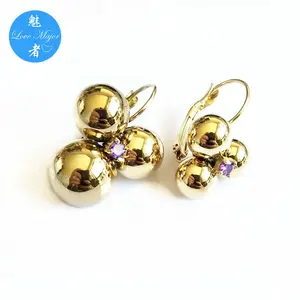 18K Gold Plated Grape Cluster Design Stainless Steel Jewelry Studs Earrings of Fashion Jewel With Stone
