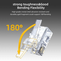 Conector RJ45 Transparente Chapado en Oro de 3 Vías, Conector Modular Cat5e/Cat6, Enchufe Ethernet para Red YOFC