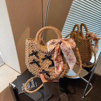 Sac en paille tissé vintage pour femme, petit format, nouveau modèle 2026, sac de plage pour vacances, sac bandoulière en forme de panier, style Vintage