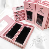 Extensions de cils LASHFINE Velvet Volume, fournitures pour extensions de cils, étiquette privée, plateaux de cils individuels, noir mat, extensions de cils en cachemire