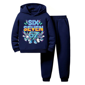 Completo Casual per Bambini con Felpa Blu Royal con Motivo a Lettere e Pantaloni Jogger, Set di Abbigliamento Termico Autunno-Inverno - Product Image 4