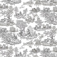 Toile de Jouy Imprimée Personnalisée Motif Couleur Bleu Style Français Tissu Toile Imperméable Infroissable pour Nappe, Tapisserie et Sacs