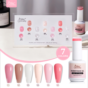 Miss Gooey Esmalte en Gel 2 en 1, <span class=keywords><strong>Base</strong></span> de Goma <span class=keywords><strong>UV</strong></span>/LED, 7 Colores, Sin HEMA, Gel <span class=keywords><strong>Base</strong></span> de Goma, Fabricante OEM/ODM, Esmalte de Uñas en Gel de 15ml - Product Image 1