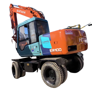 Vente flash Hitachi EX100WD-3 10 tonnes Excavatrice sur pneus d'occasion Construction EPA CE EX100 ZX130W Excavatrice d'occasion avec accessoires - Product Image 1