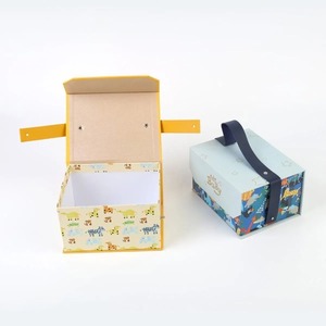 Reusable Baby Shower Gift <b>Boxes</b> with Handle Coated Paper Rigid <b>Boxes</b> for Newborn <b>Party</b> Favors Offset Printing - Product Image 3