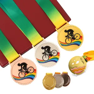 Factory Cheap Price Odm Bespoke Metal Gold Medal Souvenir Fine Sports Medal With Ribbon