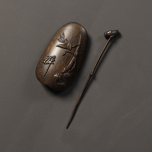 Ensemble de cuillères à thé en bambou sculpté, couleur antique, accessoires de cérémonie du thé portables, ensemble de thé Kung Fu - Product Image 1