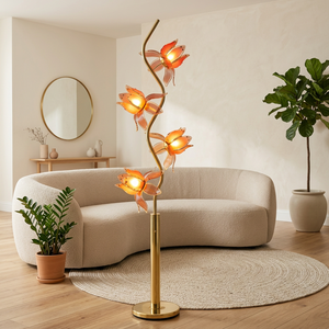 Lámpara de Pie de Alta Gama con Diseño de Flor de Loto, Luz Ambiental para Sala de Estar de Hotel o Villa, Luminaria para el Hogar en Oferta - Product Image 2