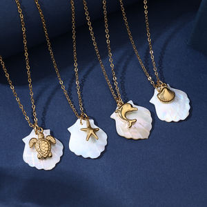 Venta al por mayor de delicados delfines tortugas estrella de mar colgante collares de acero inoxidable para mujeres joyería regalo - Product Image 4