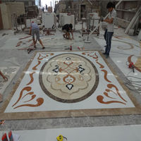 Carreaux de marbre de style européen de luxe, incrustation florale beige et blanche pour hôtel et villa
