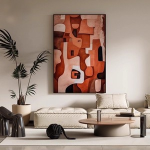 Pittura decorativa antica in stile francese, semplice <span class=keywords><strong>moderno</strong></span> e retrò geometrico astratto, arancione High-End pittura appesa alla parete - Product Image 3
