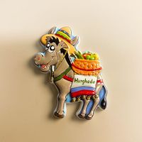 Réfrigérateur magnétique personnalisé 3D Helga égyptienne mignon petit âne autocollant de réfrigérateur en résine pays ville Souvenir réfrigérateur aimant pour cadeau