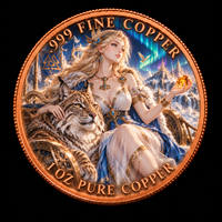 Pièce de collection Freyja, déesse nordique, 1 oz, cuivre pur .999, impression UV couleur Aurore Lynx Cat, gaufrée, personnalisée, OEM, vente en gros