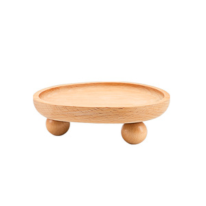 <span class=keywords><strong>Plateau</strong></span> de rangement moderne en bois de hêtre en forme de galet avec pieds, <span class=keywords><strong>plateau</strong></span> de service décoratif en bois sur pieds <span class=keywords><strong>pour</strong></span> fruits, collations et bijoux - Product Image 5