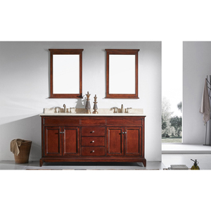 60Inch Transitional Bathroom <b>Vanity</b> with Wood <b>Mirror</b>& Water Resistant Design Durable Construction Double Sink Made in Vietnam - Product Image 2