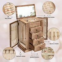 Boîte à bijoux pour dames, boîte en bois à 5 couches et boîte de rangement pour collier boucles d'oreilles bracelet