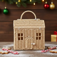 Panier cadeau de Noël en rotin PP disponible pour l'emballage, panier portable pour enfants, panier de rangement pour la maison, accessoires de décoration de festival