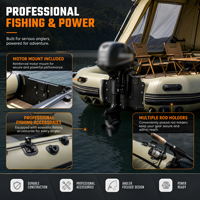 Bateau de pêche gonflable professionnel avec auvent rétractable, protection UV, plancher en Drop Stitch, bateau motorisé pour la pêche à la dérive et le camping, 2-6 personnes
