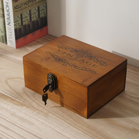 Boîte de rangement vintage en bois de pin fait main, verrouillable, décorative, pour souvenirs, avec logo personnalisé pour un cadeau de mariage spécial