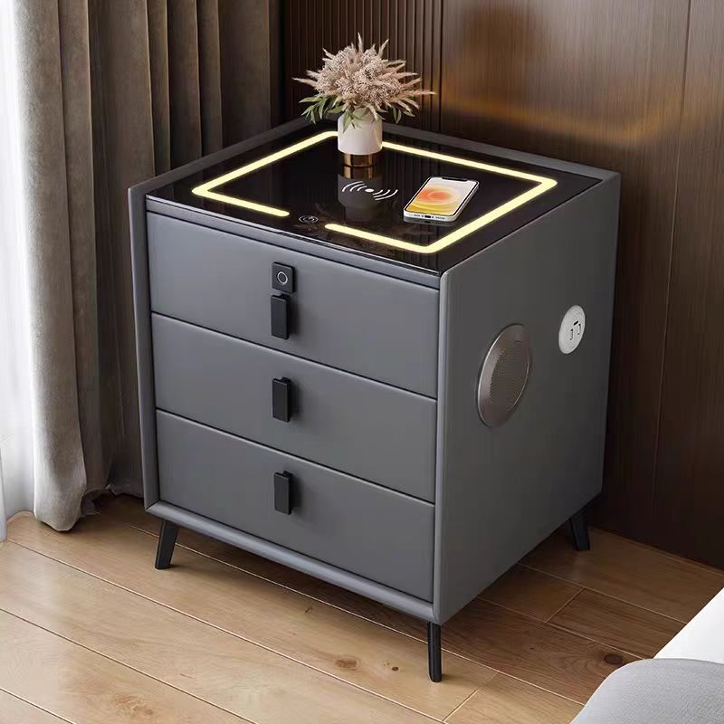 Luxury Smart Bedside Table with LED Light & Wireless Charging – Modern Nightstand with Storage for Bedroom Home Furniture - View 3