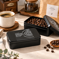 Boîte en étain noire personnalisée 110x65x32mm, conteneur en métal avec impression de logo pour emballage de café, bonbons, cadeaux