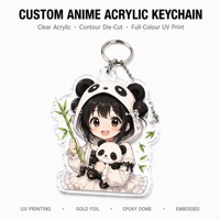 Porte-clés en acrylique mignon style anime, 3 mm, fabrication OEM, vente en gros, chaîne à billes, forme découpée personnalisée, léger et durable