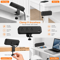 Stop Kontak Meja dengan Kabel Ekstensi 6ft, Colokan Bulat, dan Port USB-C 5V 2.1A, Perlengkapan Listrik untuk Rumah