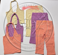 Setelan Loungewear 2-Potong Wanita Desain Y2K Ramah Lingkungan Bahan Katun Bernapas Atasan Lengan Panjang Bergaris Celana Pendek Ketat Kasual Selutut