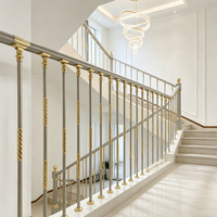 Rampe d'escalier ornementale ronde en aluminium gris doré, style simple, design luxueux, installation facile, vente en gros, pour balcon et escalier