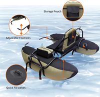 Bateau pneumatique gonflable pour la pêche, bateau à fond plat pour une personne, PVC, eaux océaniques